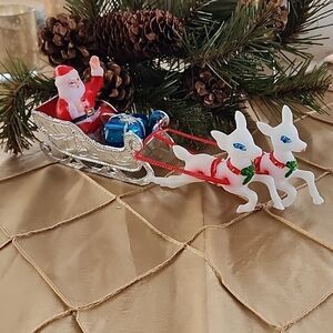 Vintage Santa, Sleigh & Reindeer